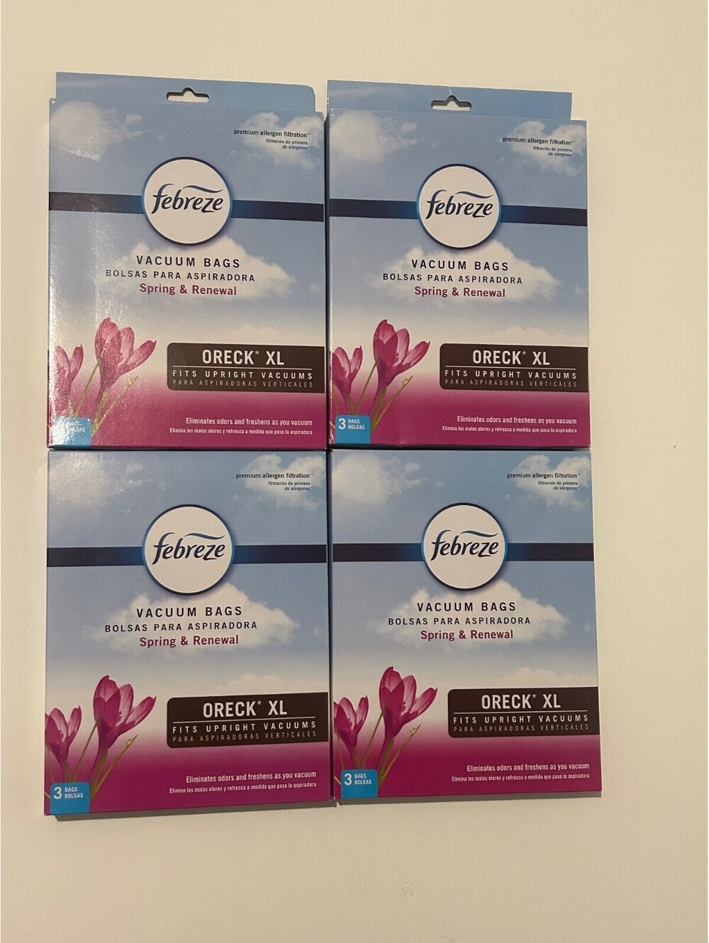Febreze ORECK XL UPRIGHT Vacuum Bags, (4) 3-Packs, Spring Renewal Scent - NEW